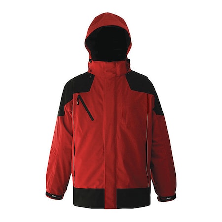 Jacket, Polyester/PU, hook-and-loop, zipper, Red/Black, S MPN:EV400BR-S