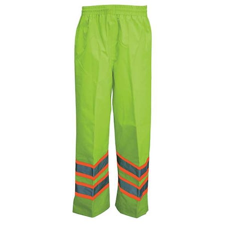 Hi-Visibility Rain Bib Pants, 300D Trilobal Rip-Stop Polyester, 32 in Inseam, Drawstring Closure MPN:U3930WPG-L