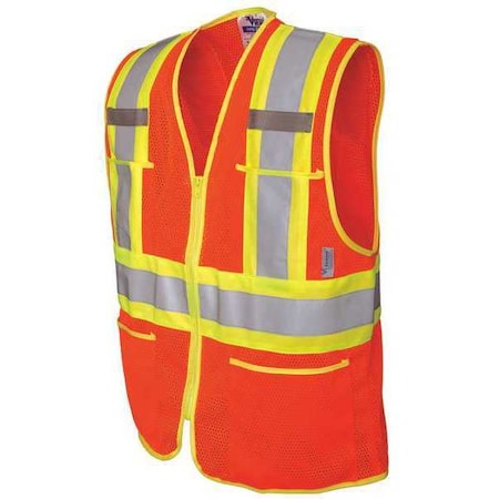 Hi-Vis Vest, Orange, Polyester Mesh, S MPN:U6112O-S
