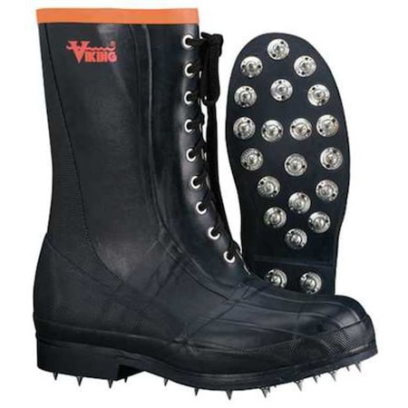 Spiked Forester, Men's Logger Boot, 8 M, Rubber, 11 in Height, Black MPN:VW56-8