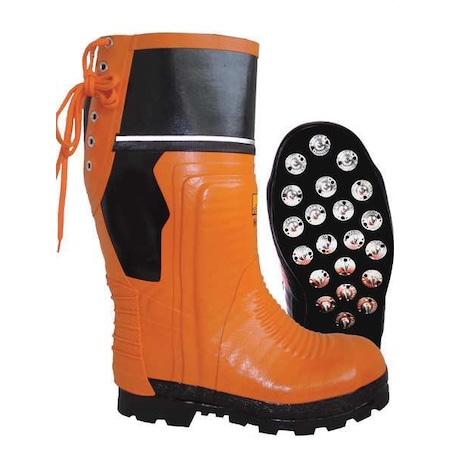 Unisex VW65 Class 2 Chainsaw Rubber Boots, Steel Toe, 16 Height, Orange/Black, 13 MPN:VW65-13