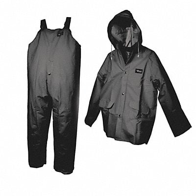 Rain Suit w/Jacket/Bib Unrated Black L MPN:2110BK-L