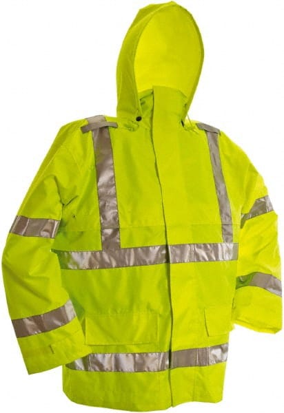Rain Jacket: Size S, ANSI/ISEA 107-2015, Green, Polyester MPN:D6323JG-S Rain Jacket: Size S, ANSI/ISEA 107-2015, Green, Polyester MPN:D6323JG-S