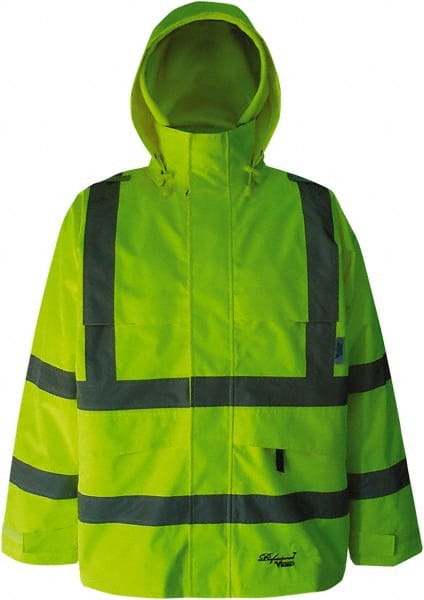 Rain Jacket: Size M, ANSI/ISEA 107-2015, Green, Polyester MPN:D6329JG-M Rain Jacket: Size M, ANSI/ISEA 107-2015, Green, Polyester MPN:D6329JG-M