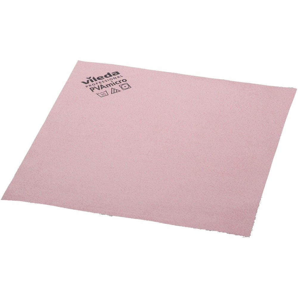 Vileda Professional PVAmicro Cleaning Cloths - 15in Length x 14in Width - Streak-free, Absorbent, Flexible, Soft - Red - 20 / Pack MPN:143591