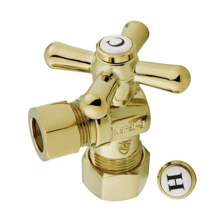 5/8-Inch O.D. Comp x 1/2-Inch O.D. Comp Quarter-Turn Angle Shut-Off Valve, Polished Brass MPN:CC54402X