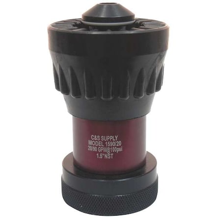 Fire Hose Nozzle, 1-1/2 In., Black MPN:1590-20