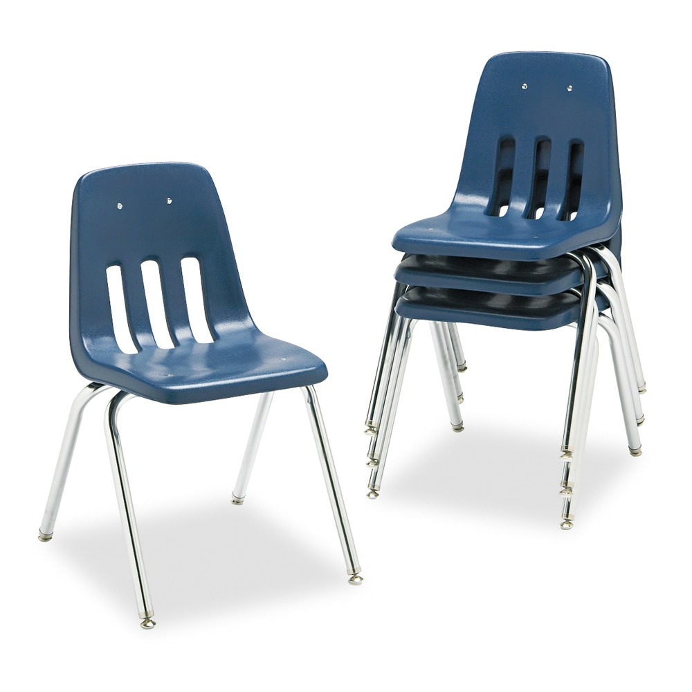 Virco 9000-Series Plastic Stack Chairs, Navy/Chrome, Pack Of 4 MPN:901851