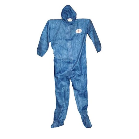 Chemical Resistant Coveralls, Hooded Coverall, 4XL, Fabric, Elastic Wrist, Attached Boots Ankle MPN:2404-4XL