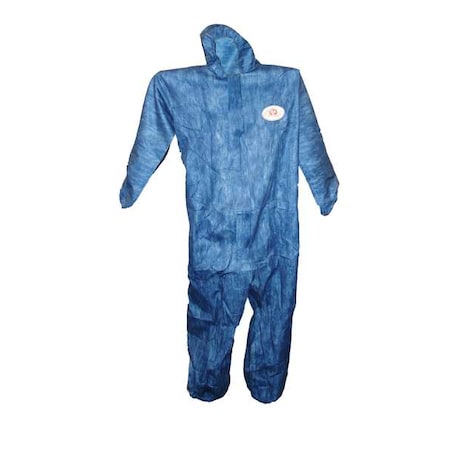 Chemical Resistant Coveralls, Hooded Coverall, 5XL, Fabric, Elastic Wrist, Elastic Ankle, Blue MPN:2407-5XL