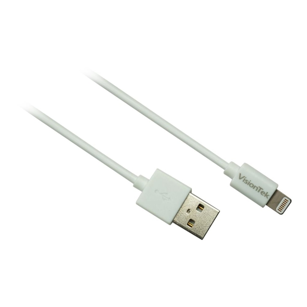 VisionTek Lightning to USB 2 Meter Cable White (M/M) - 6.6 Ft USB lightning cable for iPhone, iPad Air, iPad Mini, iPod - Data and Power MPN:901199