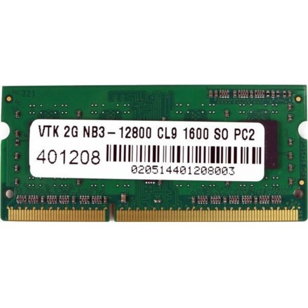 VisionTek 2GB DDR3 1600 MHz (PC3-12800) CL9 SODIMM - Notebook - DDR3 RAM - 2GB 1600MHz SODIMM - PC3-12800 Laptop Memory Module 204-pin CL 9 Unbuffered Non-ECC 1.5V 900450 (Min Order Qty 2) MPN:900450