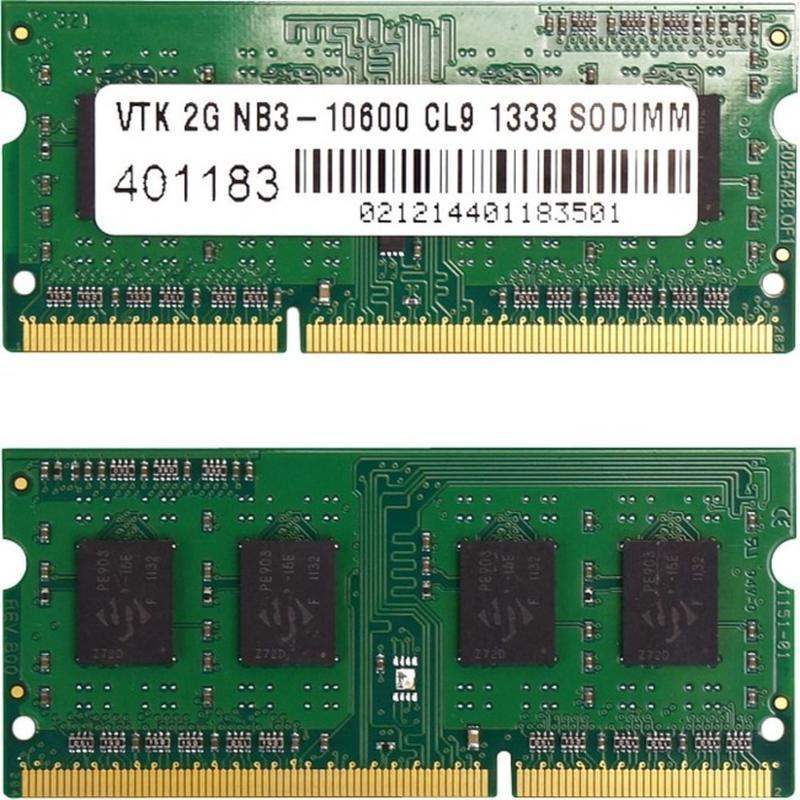 VisionTek 2 x 2GB PC3-10600 DDR3 1333MHz 240-pin DIMM Memory Module - 4 GB (2 x 2GB) - DDR3-1333/PC3-10600 DDR3 SDRAM - 1333 MHz - CL9 - 1.50 V - Non-ECC - Unbuffered - 204-pin - SoDIMM - Lifetime Warranty MPN:900452