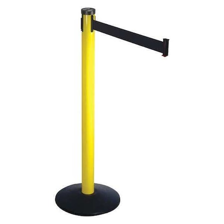 Barrier Post with Belt, Yellow, 10 ft Length, 40 in Post Height, No Legend, Yellow MPN:301YA-BK