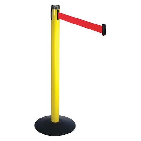 Barrier Post with Belt, Yellow, 10 ft Length, 40 in Post Height, No Legend, Yellow MPN:301YA-RD