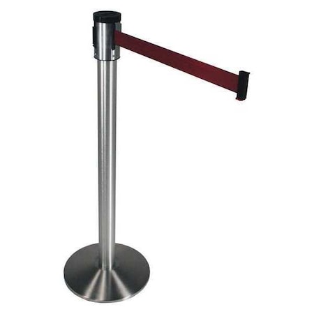 Barrier Post with Belt, Satin Chrome, 15 ft Length, 40 in Post Height, No Legend, Satin MPN:320SASS-MN