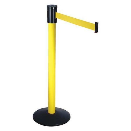 Barrier Post with Belt, Yellow, 15 ft Length, 40 in Post Height, No Legend, Yellow MPN:321YA-YW