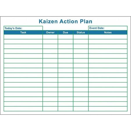 Kaizen Board, Plastic, 36 in, 48 in, No Frame Frame, White, Gloss MPN:60-1912-3648-008