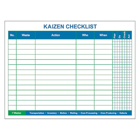 Kaizen Board, Steel, 36 in, 48 in, No Frame Frame, White, Gloss MPN:60-1930-3648-010