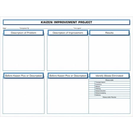 Kaizen Board, Steel, 36 in, 48 in, No Frame Frame, White, Gloss MPN:60-1930-3648-018