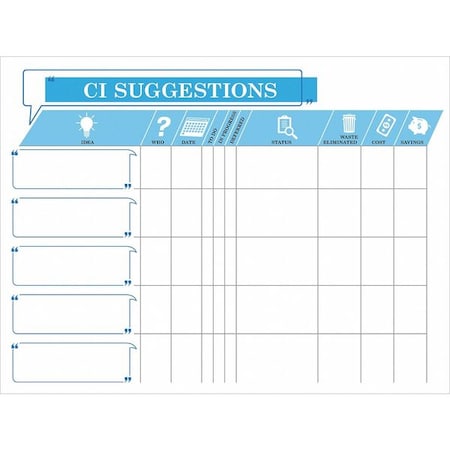 Lean Tracking Board, Steel, 36 in, 48 in, No Frame Frame, White, Gloss MPN:60-1930-3648-049