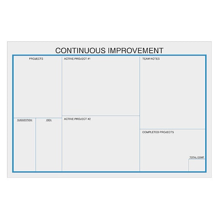 Lean Tracking Board, Steel, 48 in, 72 in, No Frame Frame, White, Gloss MPN:60-1930-4872-034