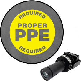 Visual Workplace® Virtual LED Projector Safety Sign Max (S) Proper PPE Required 100W Yellow 66-3137-181050-PS158