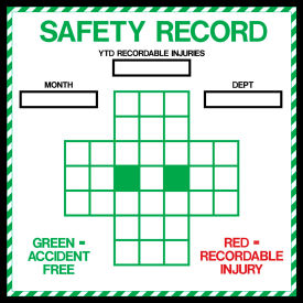 Visual Workplace Acrylic Dry Erase Board Safety Record 1/8