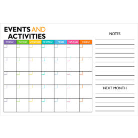 Visual Workplace Acrylic Dry Erase Board Events Calendar 1/8