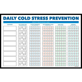 Visual Workplace Acrylic Dry Erase Board Daily Cold Stress Prevention Chart 1/8