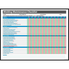 Visual Workplace Acrylic Dry Erase Board Welding Maintenance Checklist 1/8