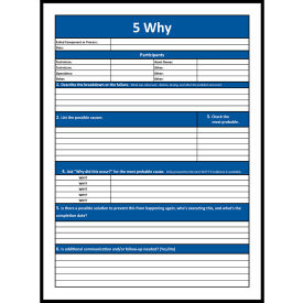 Visual Workplace Acrylic Dry Erase Board 5 Why 1/8
