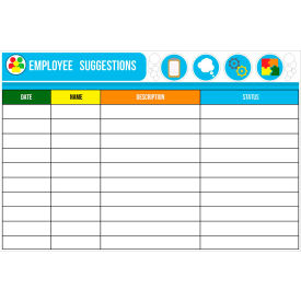 Visual Workplace Acrylic Dry Erase Board Dept. Employee Suggestion 1/8