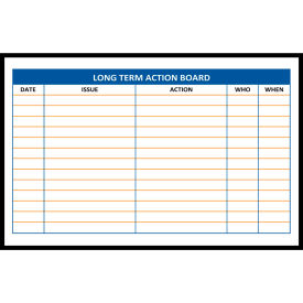 Visual Workplace Magnetic Dry Erase Overlay Long Term Action Board 36