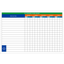 Visual Workplace Magnetic Dry Erase Overlay 5S Standard Work 36