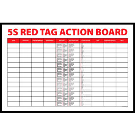 Visual Workplace Magnetic Dry Erase Overlay 5S Red Tag Action Board 36