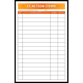 Visual Workplace Magnetic Dry Erase Overlay Continuous Improvement Action Items Board 24