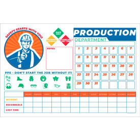 Visual Workplace Non-Magnetic Dry Erase Overlay Safety Calendar 36