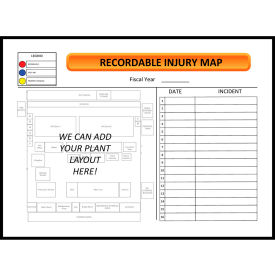 Visual Workplace Non-Magnetic Dry Erase Overlay Injury Map Board 48