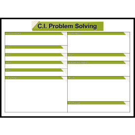 Visual Workplace Non-Magnetic Dry Erase Continuous Improvement Problem Solving Board 48