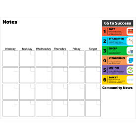 Visual Workplace Non-Magnetic Dry Erase Overlay Calendar - 6S Notes 48