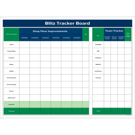 Visual Workplace Non-Magnetic Dry Erase Overlay Kaizen Blitz Tracker 48