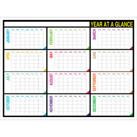 Visual Workplace Non-Magnetic Dry Erase Overlay Year At A Glance 48