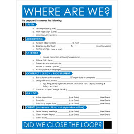 Visual Workplace Non-Magnetic Dry Erase Overlay Gemba - Where Are We 36