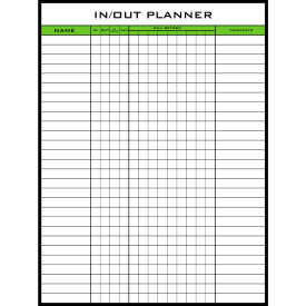 Visual Workplace Non-Magnetic Dry Erase Overlay In/Out Planner 36