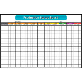 Visual Workplace Non-Magnetic Dry Erase Overlay Production Status Board 72