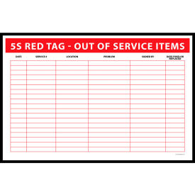 Visual Workplace Magnetic Dry Erase Board 5S Red Tag Out Of Service Items 1/8