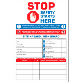 Visual Workplace Magnetic Dry Erase Board Stop Safety Starts Here 1/8