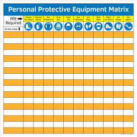 Visual Workplace Magnetic Dry Erase Board PPE Matrix 1/8