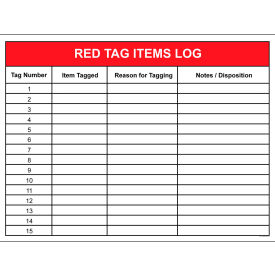 Visual Workplace Magnetic Dry Erase Board Red Tag Items Log 1/8